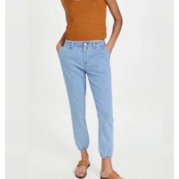 Paige Pleated Mayslie Double Button Jogger Elastic Ankles Zip Closure Size 27 - Picture 1 of 15